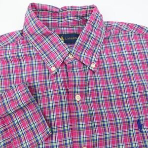 Ralph Lauren Men's Pink Plaid Button Down‎ Shirt Long Sleeve Size M